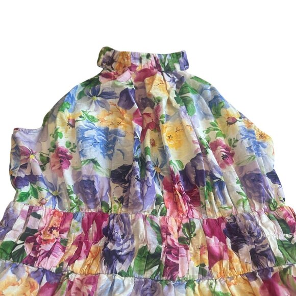 Boston Proper Garden of Romance Floral Print Mock Neck Midi Dress Size 12 Womens - Picture 6 of 13